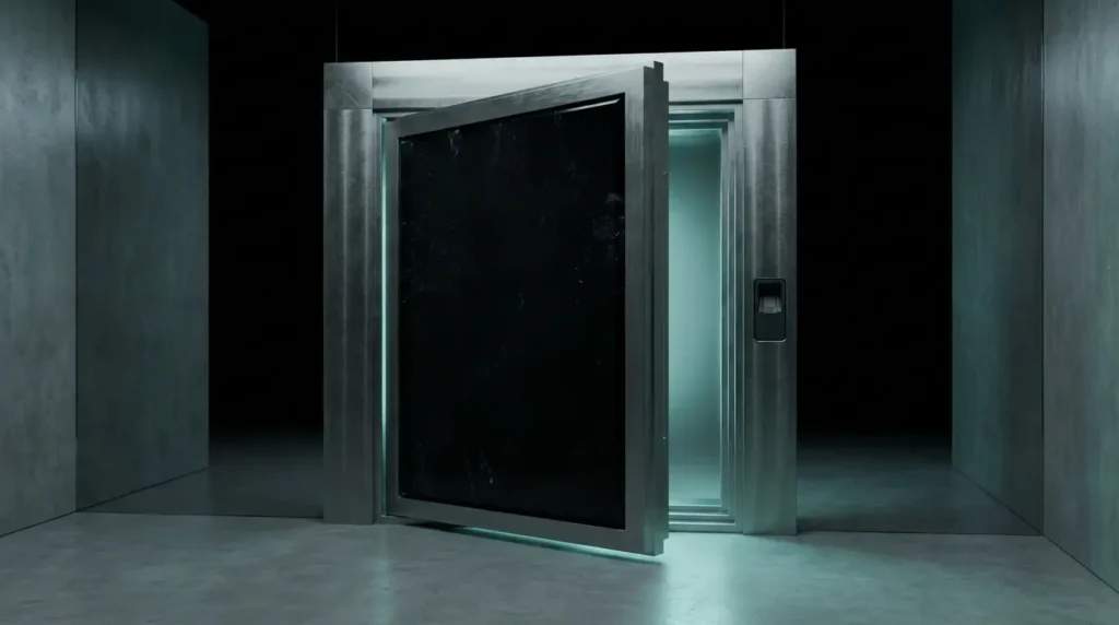 ultra realistic 3d render of a sealed obsidian vau 1770745626388