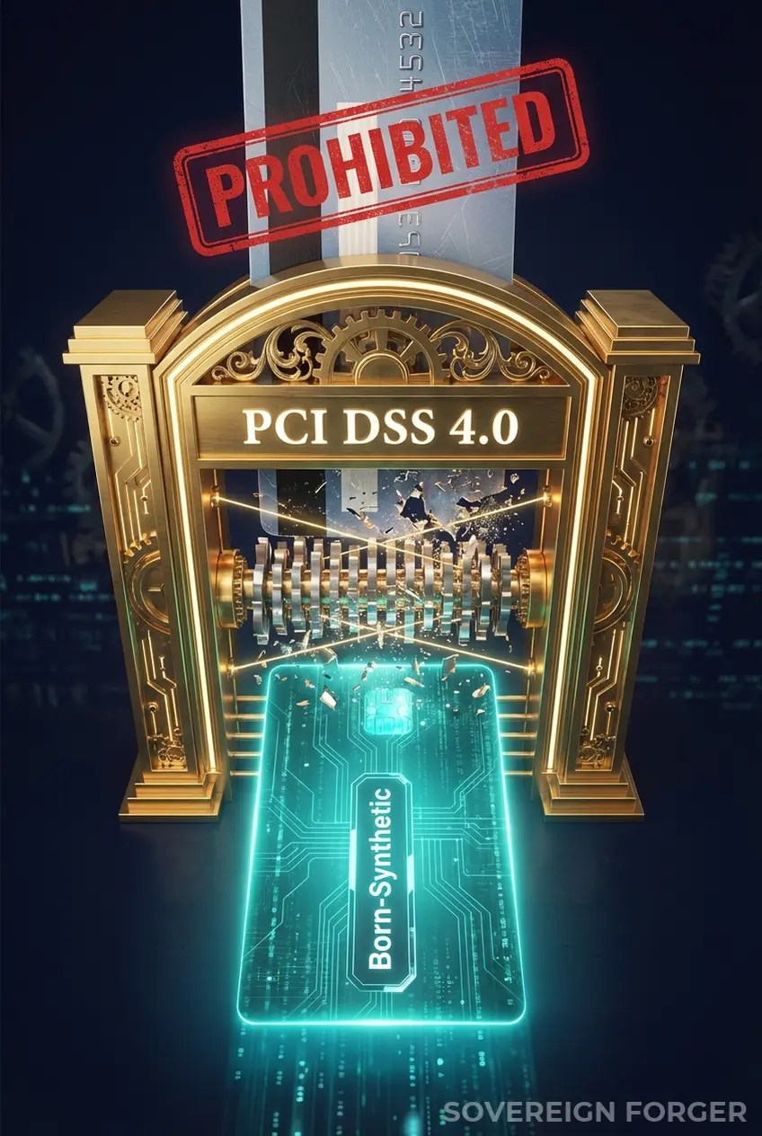 Real payment card blocked by PCI DSS 4.0 compliance gate — transformed into born-synthetic data card