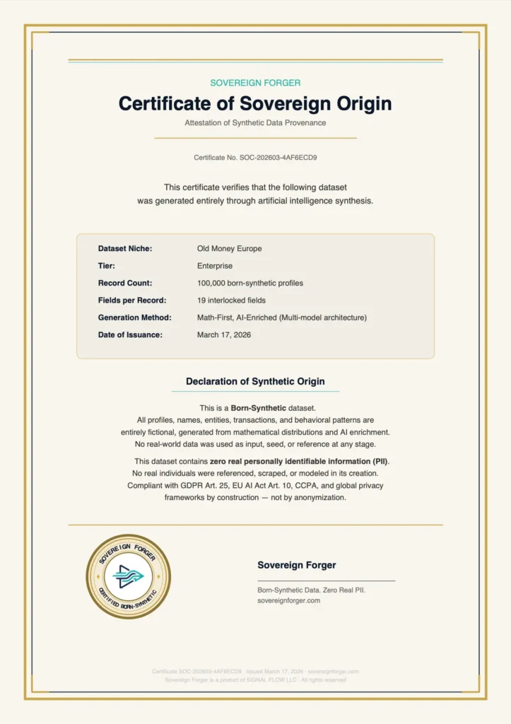 Certificate of Sovereign Origin — sample 