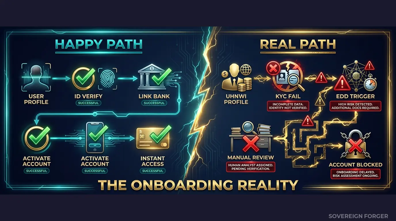 Problem visualization — traditional bank onboarding simulation
